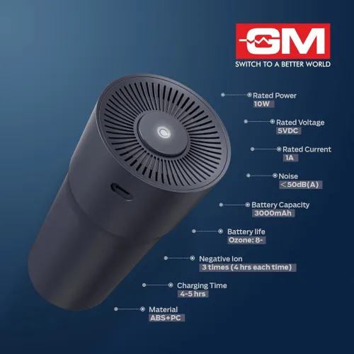 Image of GM Air Purifier Cordless Compact Portable Car Air Purifier Best for Car Home Office Room