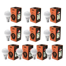 GM GLO 9W LED Bulb 100lm/W 6500K White Cool Day Light Pack of 10