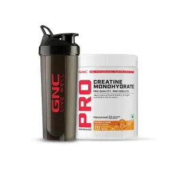 GNC Creatine Monohydrate With Black Shaker (750ml)| 400gm|Orange|Boosts Athletic Performance| .