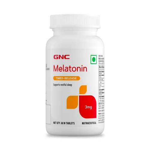 Image of GNC Melatonin with Vitamin B6 60 Veg Tablets Improves Sleep Quality