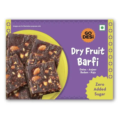Image of GO DESi - Dry Fruits Barfi | Dates Bar | Anjeer | Khajoor | Nuts | Indian Mithai | 200 grams.