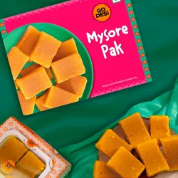 GO DESi - Mysore Pak | Made with Desi Ghee | Indian Mithai | Sweets Gift Pack | 200 grams