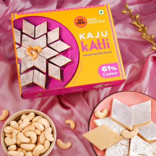 Image of GO DESi Premium Kaju Katli 200 grams, 61% Cashews, DESi Meetha