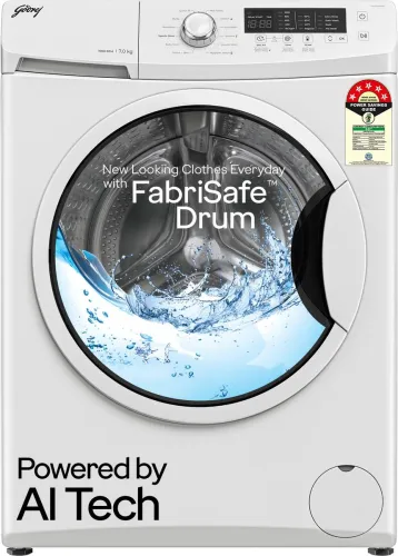 Image of Godrej 7 kg FabriSafe Drum, AI Tech With Steam Wash Fully Automatic Front Load Washing Machine