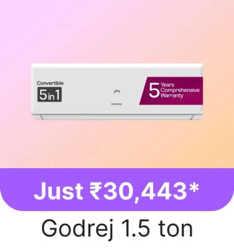 Image of Godrej (EI 18PINV4R32) 1.5 Ton 4 Star AC @ ₹30443 on Flipkart GOAT Sale