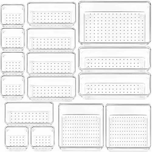 Image of Golden Bird 16-Piece Clear Drawer Organizer Tray Set – 5 Sizes