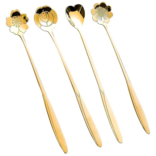 Image of Golden Dessert Spoon Set 4 Pcs