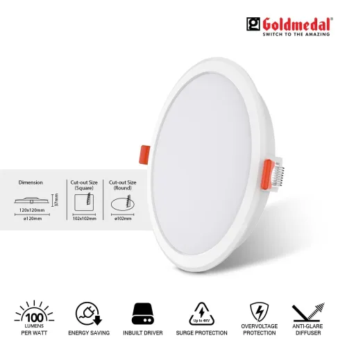 Image of Goldmedal Glazz 10W LED Round Downlight – Cool Daylight (6500K) |