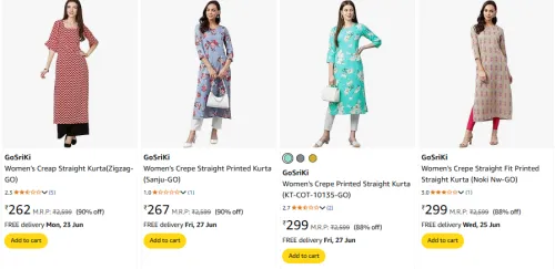 Image of GoSriKi Women kurta set at minimum 86% Discount