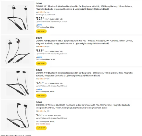 Image of GOVO Bluetooth Wireless Neckband Starting At ₹327.