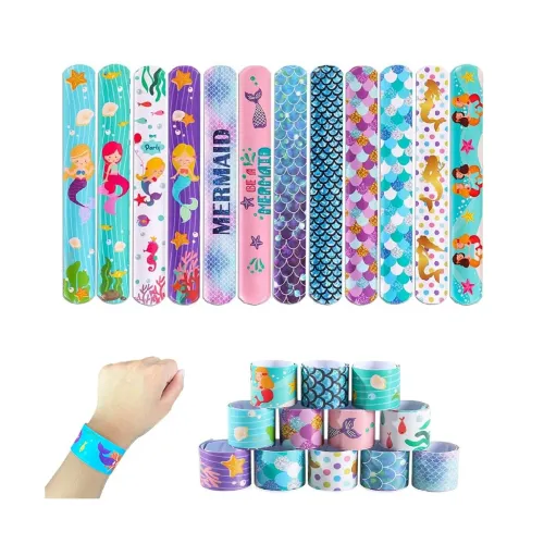 Image of Gozaqe Mermaid Theme Slap Bracelets Bands,Pack of 12