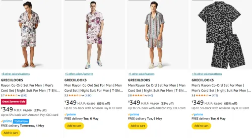 Image of GRECIILOOKS Men's Co-ord Set at minimum 70% Discount