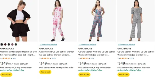 Image of GRECIILOOKS Womens Co Ord Set Minimum 80% Discount
