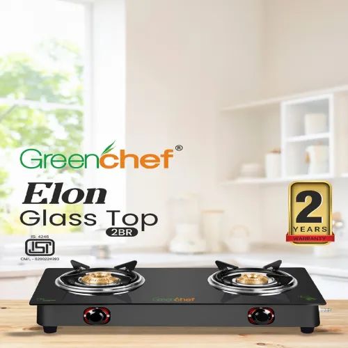 Image of Greenchef Black Glass 2Burner Gas Stove
