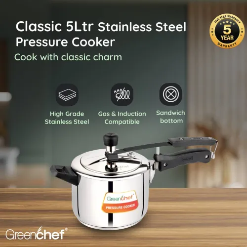 Image of Greenchef Classic 5L Stainless Steel Pressure Cooker