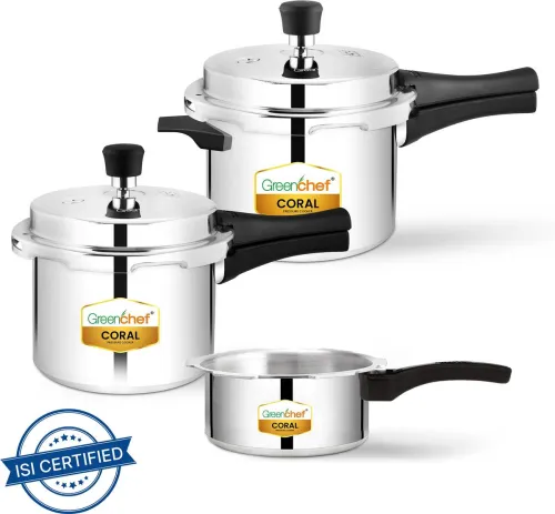 Image of Greenchef Coral Combo 5 L, 3 L, 2 L Outer Lid Pressure Cooker