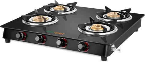 Image of Greenchef Ebony Glass Manual Gas Stove (4 Burners)