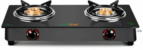 Image of Greenchef Ebony Glass Manual Gas Stove 2 Burners