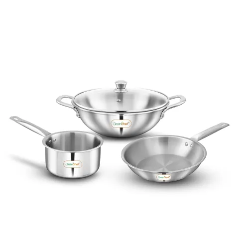 Image of Greenchef Stainless Steel Tri ply Stainless Steel Crest Combo