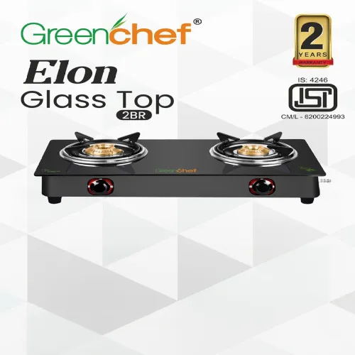 Image of Greenchef Black Glass Top 2 Burner Gas Stove