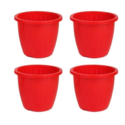 Image of GTB Set of 4 Duro Flower Pot 8 inches for Gardening