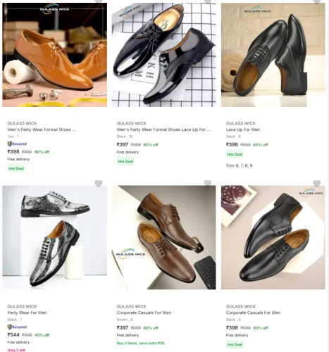 Image of Gulass Wick Men’s Formal Shoes @ Start ₹396