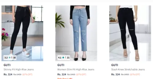 Image of GUTI Women's Jeans at minimum 80% Discount