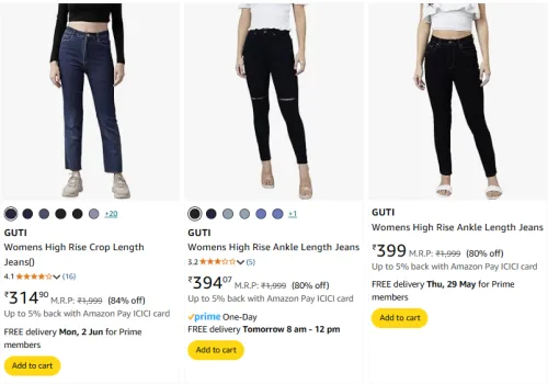Image of GUTI Women's Jeans at minimum 80% Discount