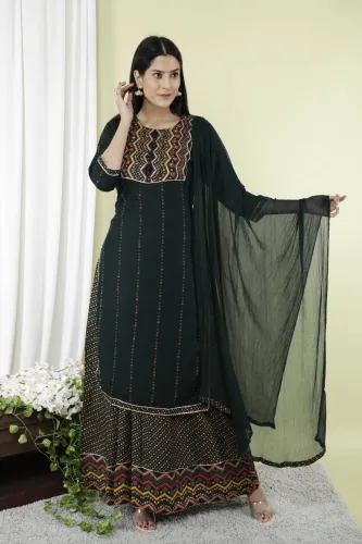 Image of GVS SHOPPE Printed Kurta Sharara Dupatta Set