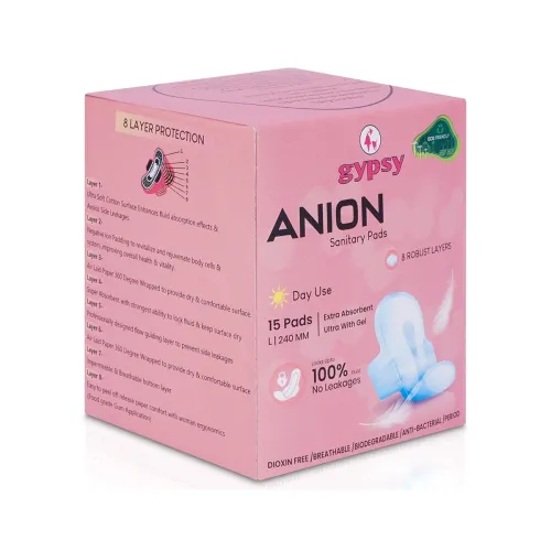 Image of Gypsy Anion Ultra-Thin Sanitary Pads for Women | 30 Cotton Sanitary Napkins – Large (2 x 15) |