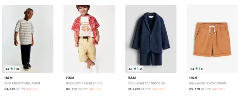 Image of H&M Boy's Clothing Starting At @₹479