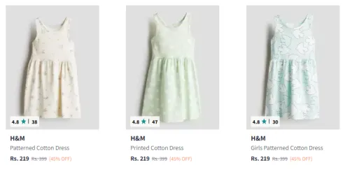 Image of H&M Girls Patterned Cotton Dress Starting At ₹219