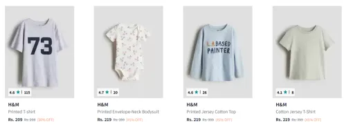 Image of H&M Printed T-shirt Starting At ₹209