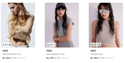 Image of H&M Sequined Mesh Top Starting At ₹279