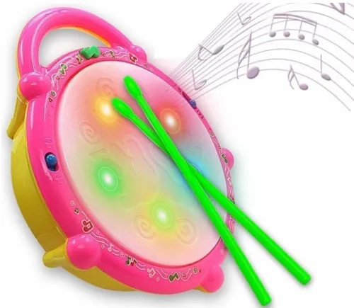 Image of HACKURS Flash Drum Toy with Lights (Yellow/Pink)