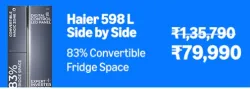 Haier (HRT-683GK) 598 L 3 Star Refrigerator @79990 on Amazon Prime Day Sale