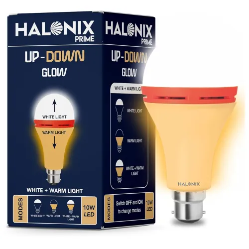 Image of Halonix 10W Up Down Glow Yellow & White 3 Modes LED Bulb 