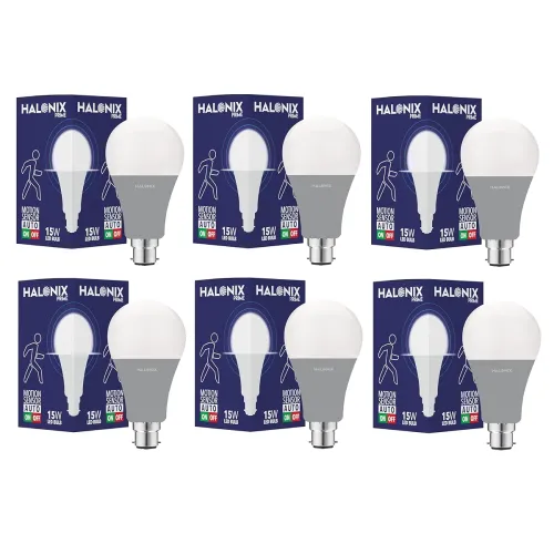 Image of Halonix 15W Motion Sensor LED Bulb 6500K B22 Pack of 6