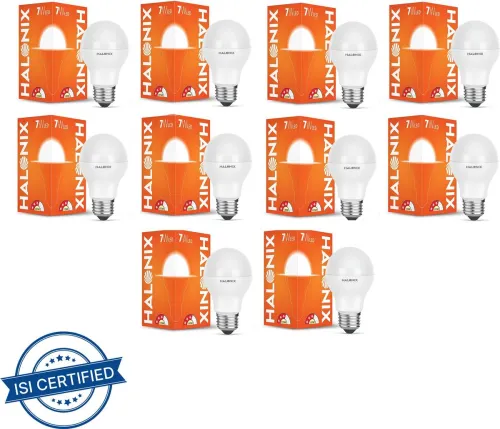 Image of HALONIX 7 W Basic Round E27 LED Bulb (White, Pack of 10)