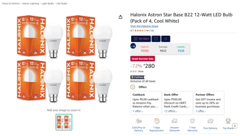Image of Halonix Astron Star Base B22 12-Watt LED Bulb