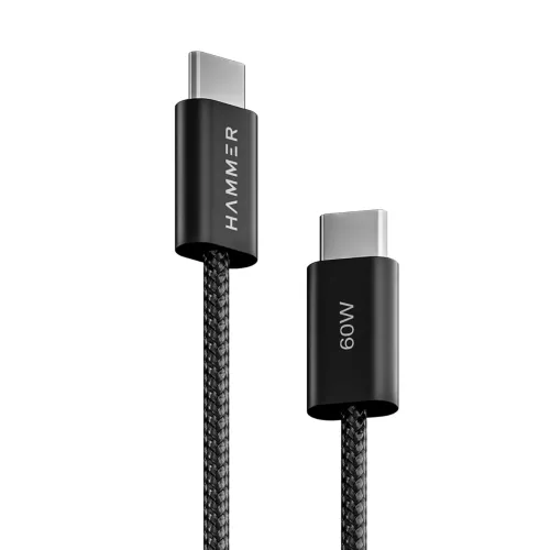 Image of HAMMER Type C to Type C Cable 60W all C-Type Enabled Devices (Black)