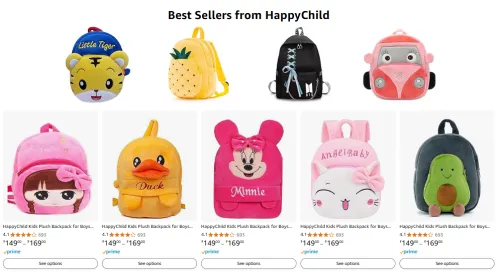 Image of HappyChild Kids Plush Mini Backpack Little kids bags Starting Just ₹149