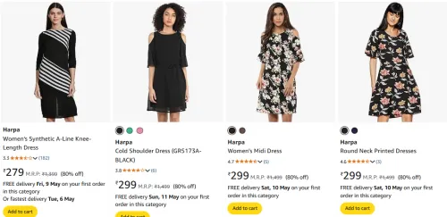Image of Harpa Women's Knee Length Drees at Minimum 70% Off