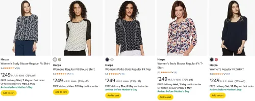 Image of Harpa Women's Blouse Fit Shirt Starting @ ₹249 
