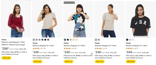 Image of Harpa Women's Regular Fit T-Shirt up to 86% Discount