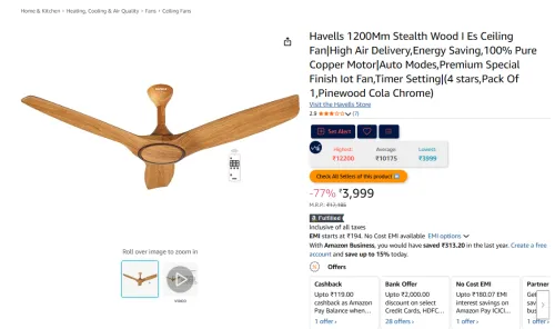 Image of Havells 1200Mm Stealth Wood I Es Ceiling Fan