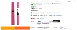 HAVELLS 5006 Trimmer 45 min Runtime 2 Length Settings (Pink)