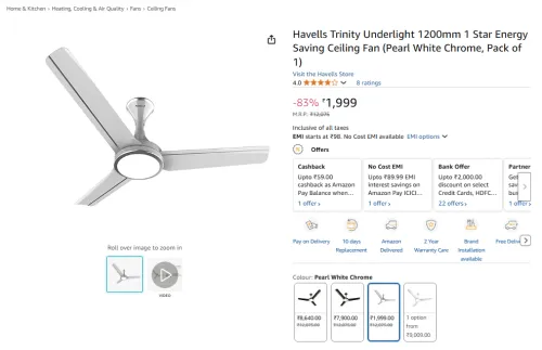 Image of Havells Trinity Underlight 1200mm Ceiling Fan