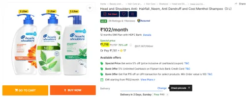 Image of Head and Shoulders Anti- Hairfall Shampoo (3 L)