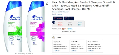 Image of Head & Shoulders, Anti Dandruff Shampoo, Smooth & Silky, 180 ML